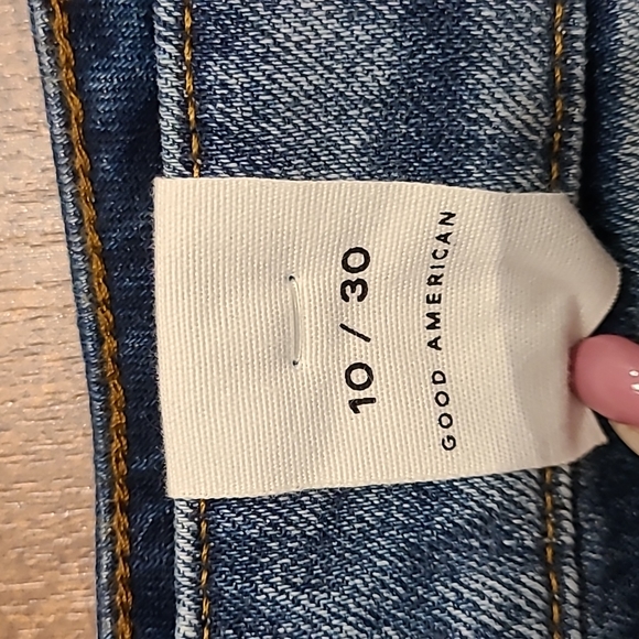 Good American Jeans Bombshell Shorts High Rise Cut Off Distressed Size 30 - Picture 5 of 6